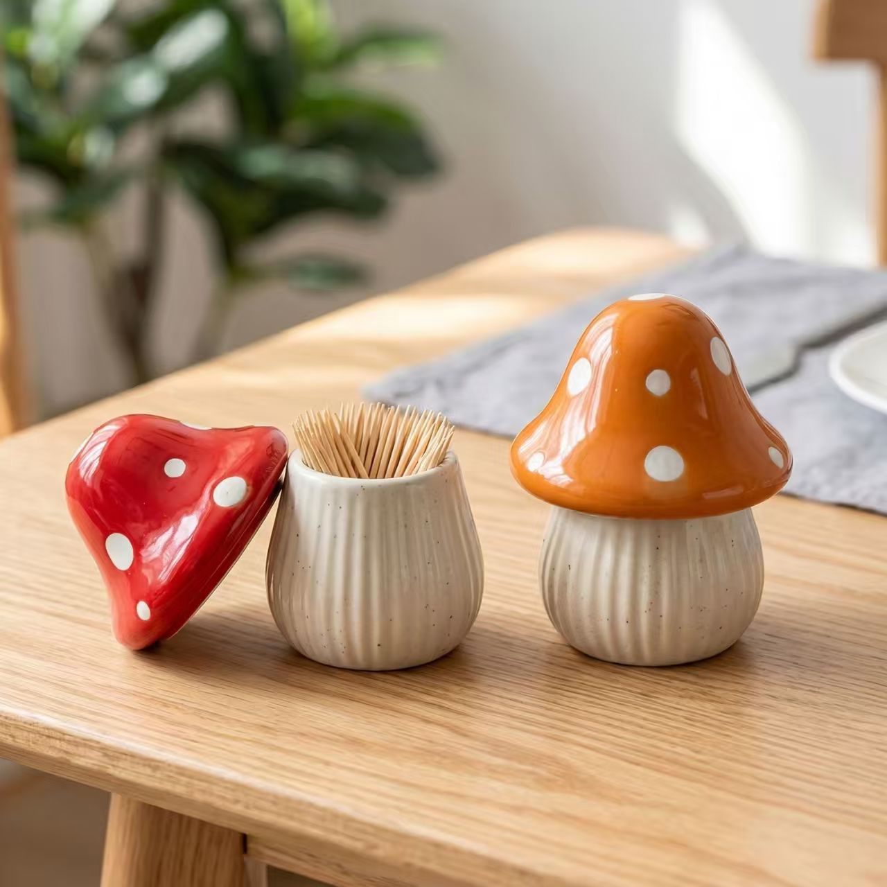 Kitchen Gadgets Organizer - Karikatür Mantar Seramik Saklama Kavanozları Ev