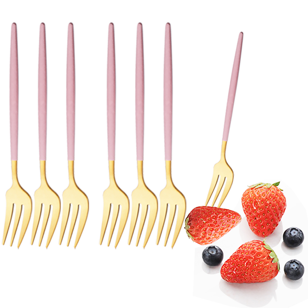 Kitchen Gadgets Gold - 6 adet pembe altın yemek takımı